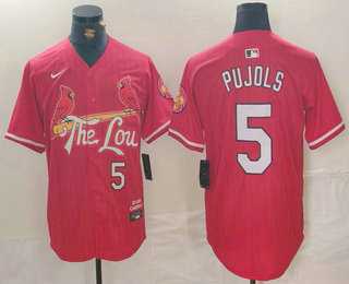 Mens St Louis Cardinals #5 Albert Pujols Red 2024 City Connect Limited Stitched Jersey->st.louis cardinals->MLB Jersey
